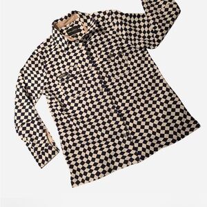 Wildfang Navy and Cream Shirt Jacket Large